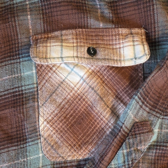Women's Brown and Orange Plaid Shirt - Picture 3 of 5